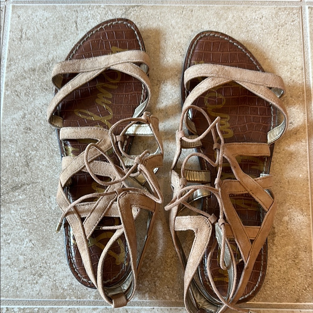 Sam Edelman Tan Strappy Sandals with Cushioned Footbed